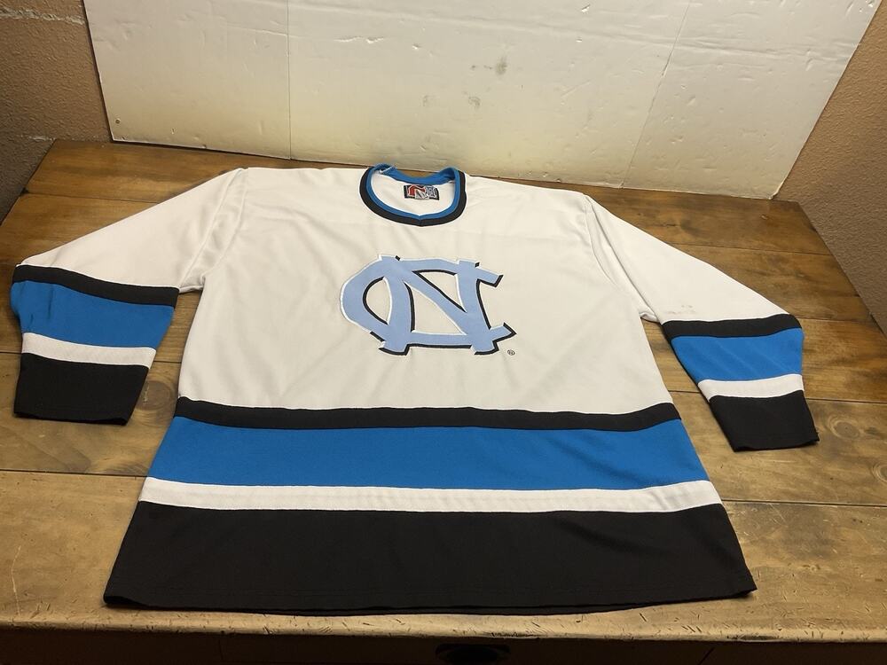 VINTAGE North Carolina Tar Heels Jersey Mens 2XL Blue UNC Ice Hockey Match 1